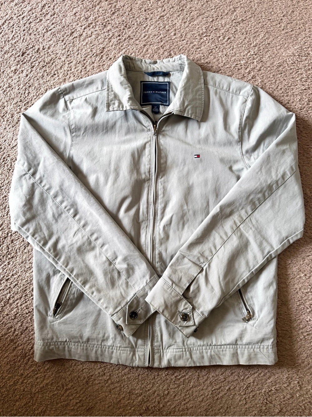Tommy Hilfiger Men's Light Khaki Zip Harrington Jacket